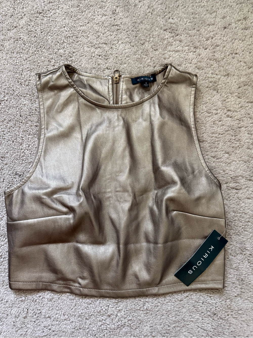 KiriouS Metallic Gold Cropped Shell Top